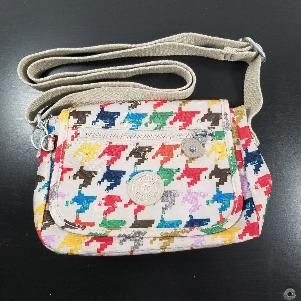 Kipling Houndstooth Mini Cross Body Bag - Beige